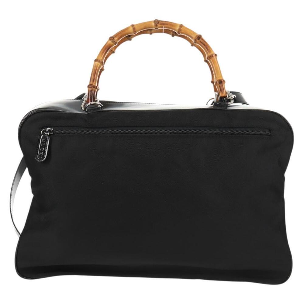 GUCCI Bamboo Hand Bag Nylon Enamel Black Silver 002 2040 0430 Auth bs31639 - Picture 2 of 16